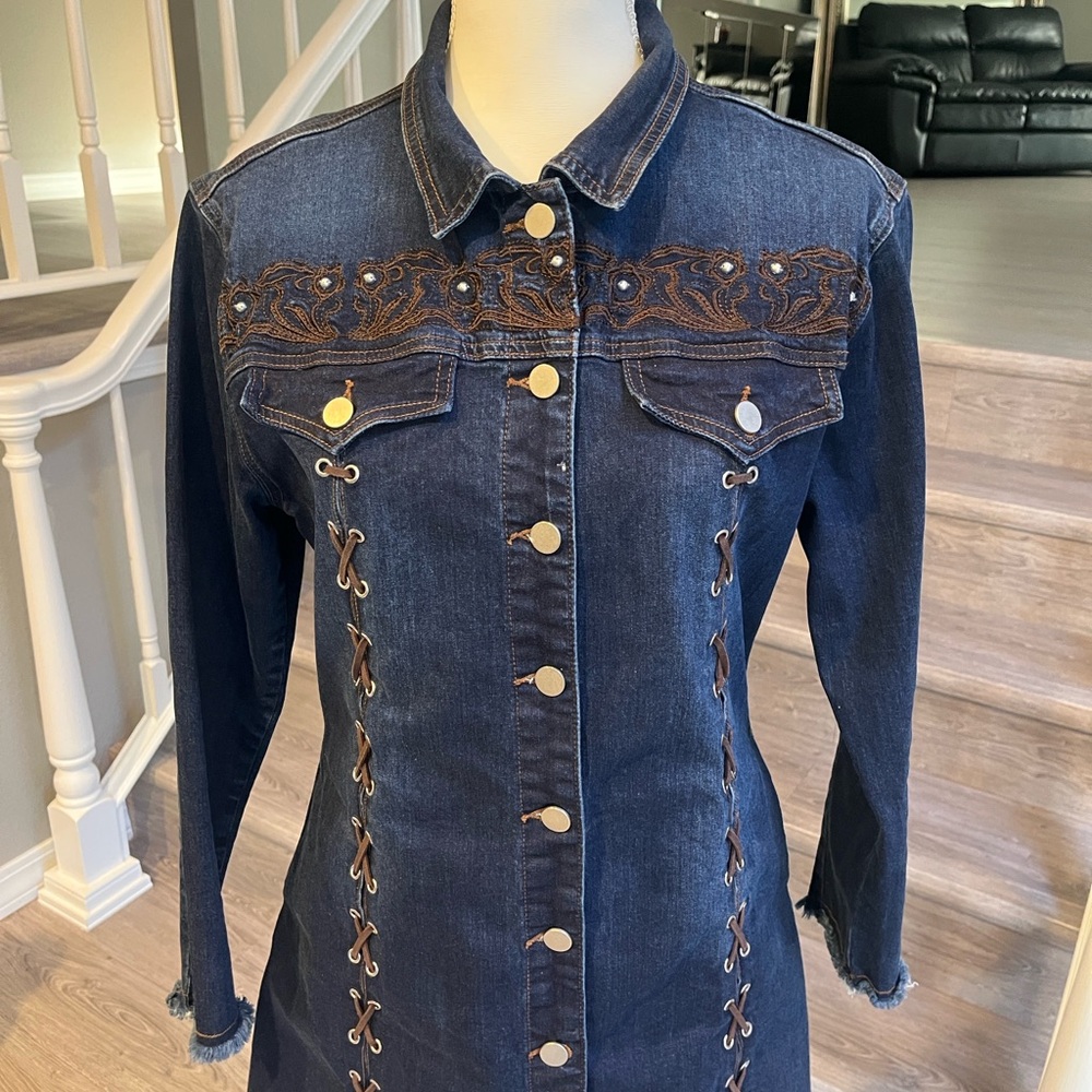Denim & Suede Dress - Picture 3 of 10